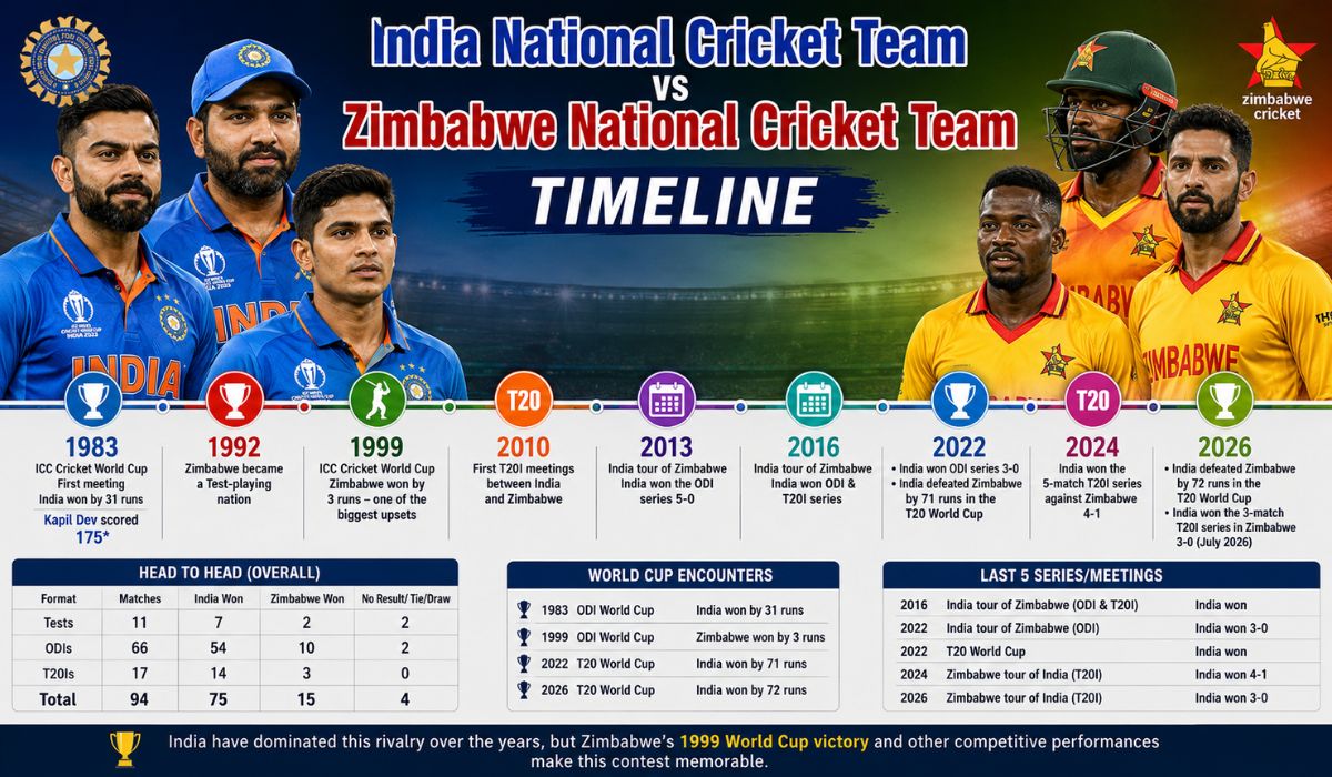 India National Cricket Team vs Zimbabwe National Cricket Team Timeline